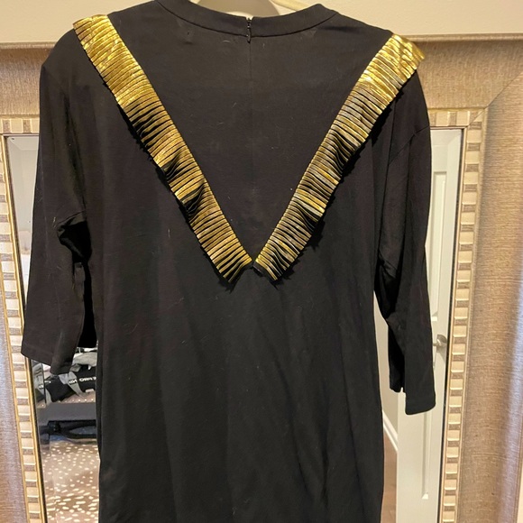 Dress 3/4 sleeves with gold fringe accent - Picture 1 of 2